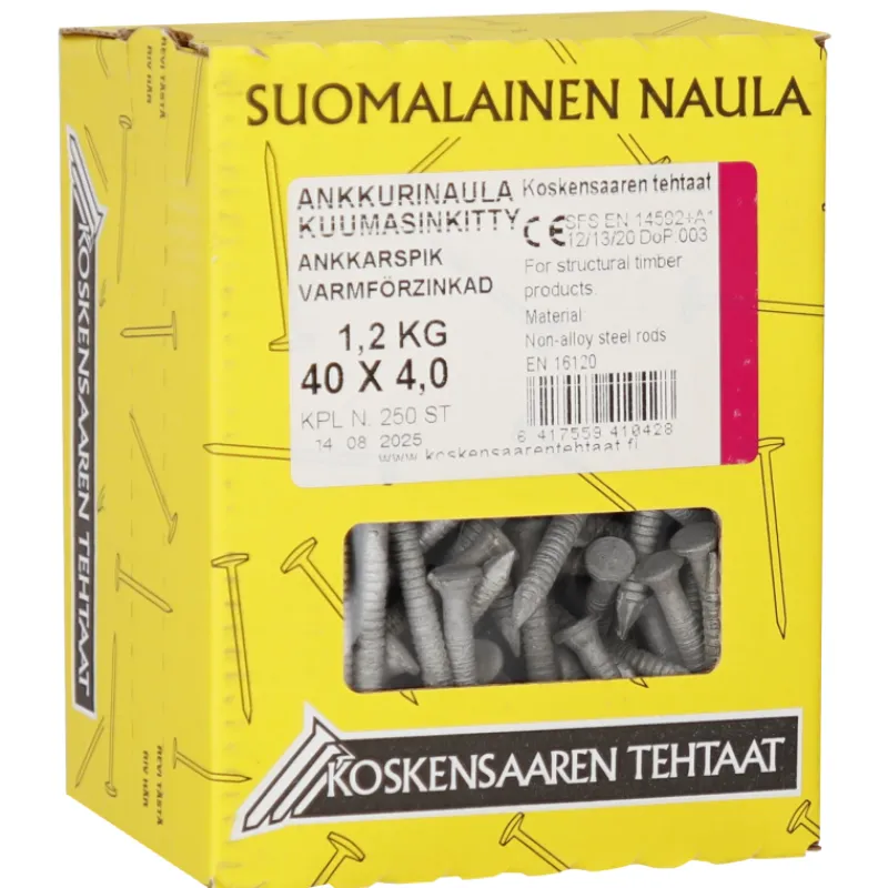 ankkurinaula-kuumasinkitty-40-XFyESkhE-0.webp Koskensaari Naulat Ja Ruuvit-Ankkurinaula Kuumasinkitty 40 X 4,1 Mm, 250 Kpl
