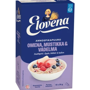 Elovena Hiutaleet Ja Ryynit^Annospikapuuro 12 Kpl 420 G Omena-mustikka-vadelma