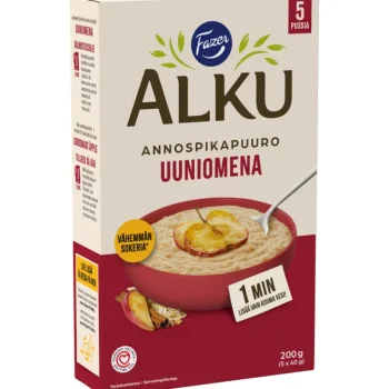 Fazer Alku Hiutaleet Ja Ryynit^Annospikapuuro 5 X 40 G Uuniomena
