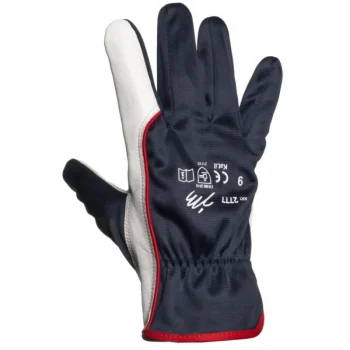 Jm Työvaatteet-Asentajankäsine , Pukinnahkaa, Sininen/valkoinen