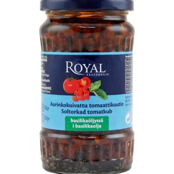 Royal Säilykkeet^Aurinkokuivattu Tomaatti 330 / 200 G Kuutio Basilikaöljyssä