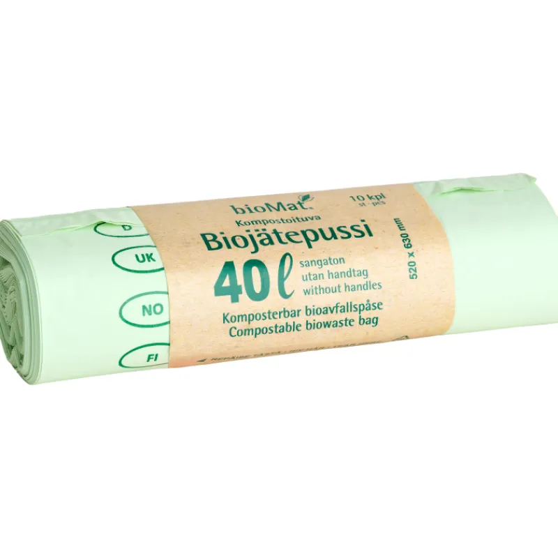 biojtepussi-biomat-10-kpl-40-l-YzCLXFWQ-0.webp Biomat Roskapussit Ja -kassit^Biojätepussi 10 Kpl 40 L