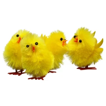 Sesonkikoristeet-Chenilletipu 5,5 Cm 4 Kpl Keltainen