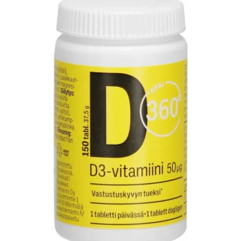 Arki 360u00b0 Terveysravinteet Ja -valmisteet^D-vitamiini 50 u00b5g 150 Kpl