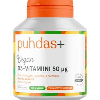 Puhdas+ Terveysravinteet Ja -valmisteet^D3-vitamiini 50 u00b5g 60 Kaps