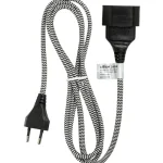 Airam Jatkojohdot-Eurojatkojohto 2 M, 1-osainen, Musta-valkoinen Kangasjohto