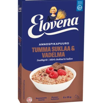 Elovena Hiutaleet Ja Ryynit^Hetki Annospikapuuro 6 Kpl 210 G Tumma Suklaa-vadelma