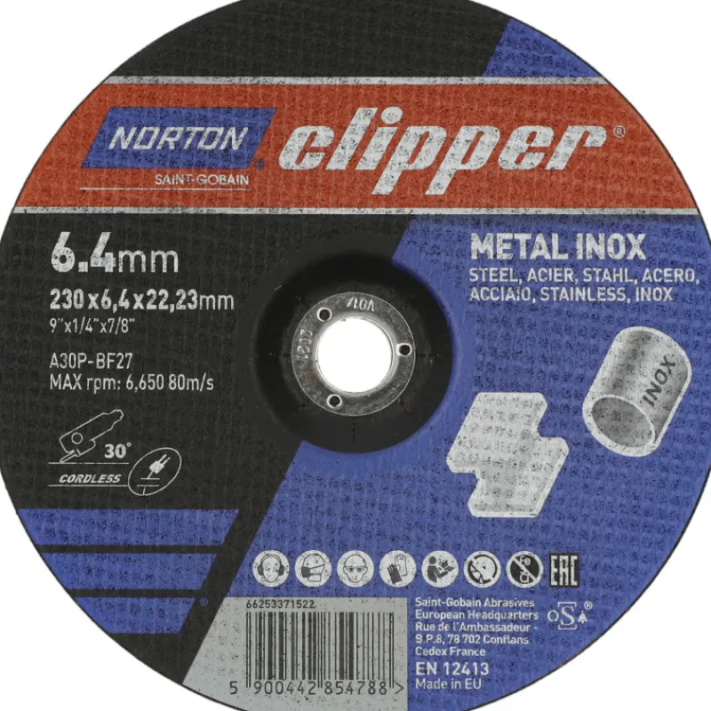 hiomalaikka-norton-clipper-230-seudHhVW-0.webp Norton Clipper Sähkötyökalujen Tarvikkeet-Hiomalaikka 230x6,4x22,23mm Metal-inox