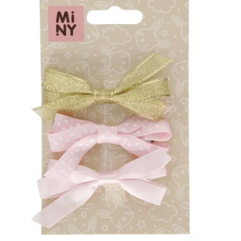 Miny Hiuskoristeet Ja Hiustenhoitovälineet^Hiuspinni 3 Kpl Rusetti Vaaleanpunainen/kulta