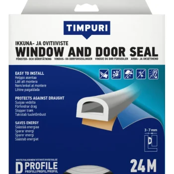 Timpuri Teipit-Ikkuna- Ja Ovitiiviste D-profiili, 24 M Valkoinen