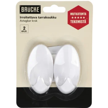 Brücke Ripustus-Irrotettava Tarrakoukku 2 Kpl, Muovia, Ovaali