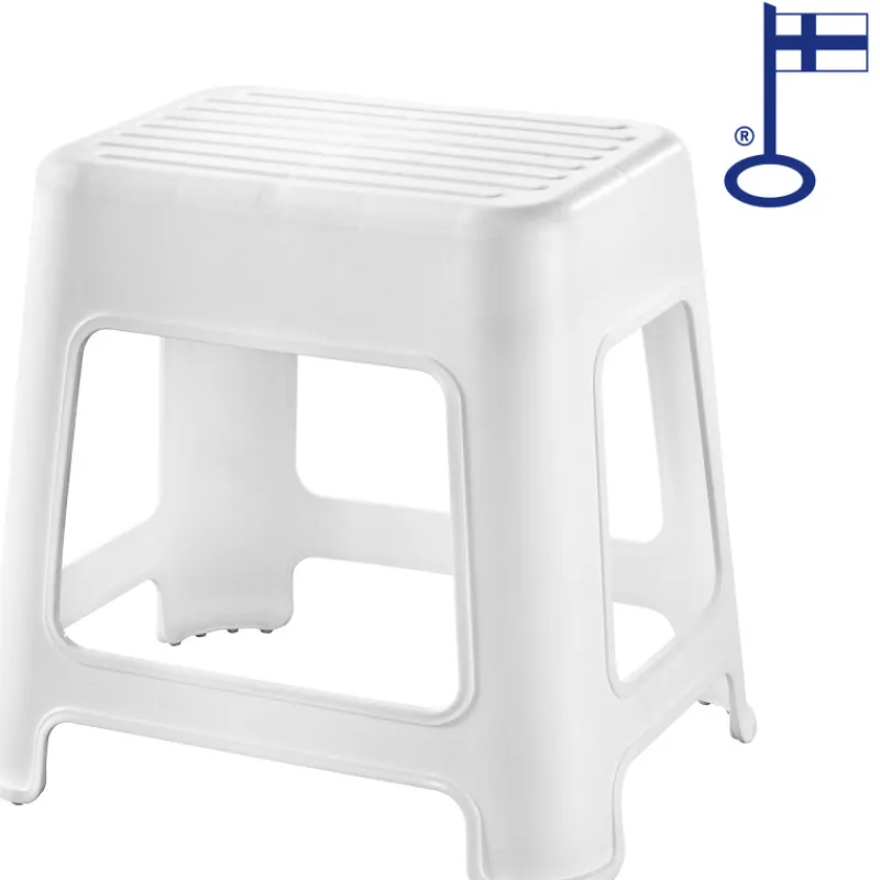 jakkara-korkea-43-cm-valkoinen-kQoFvDyP-0.webp Orthex Kylpyhuone- Ja Saunakalusteet^Jakkara Korkea 43 Cm Valkoinen