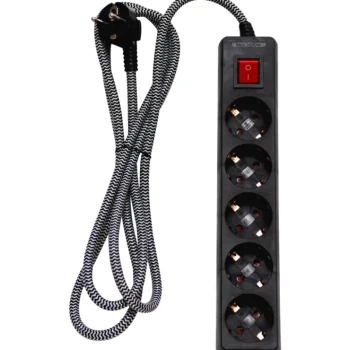 Airam Jatkojohdot-Jatkojohto+kytkin 5-osaa Kangasjohto 2 M Musta