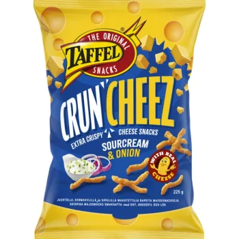 Taffel Sipsit^Juustosnacks 225 G CrunCheez Sourcream & Onion