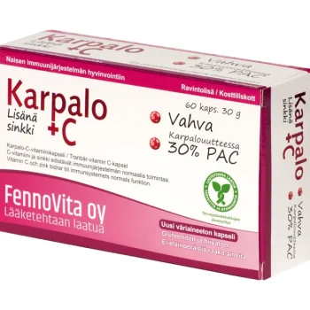 Fennovita Terveysravinteet Ja -valmisteet^Karpalo+ C-vitamiini Ja Sinkki 60 Kpl / 30 G
