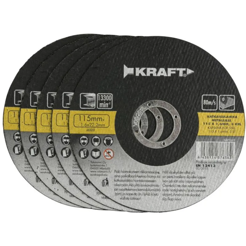 katkaisulaikka-5-kpl-115x16-mm-urtVnlTL-0.webp Kraft Sähkötyökalujen Tarvikkeet-Katkaisulaikka 5 Kpl 115x1,6 Mm Metallille