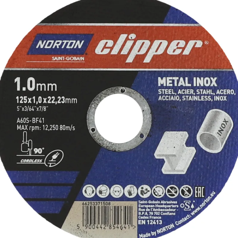 katkaisulaikka-norton-clipper-wWoyoWqL-0.webp Norton Clipper Sähkötyökalujen Tarvikkeet-Katkaisulaikka 125x1.0x22,23mm Metal-inox