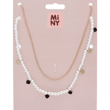 Miny Korut Ja Kellot^Kaulakoru 2 Kpl Kullanvärinen / Valkoinen