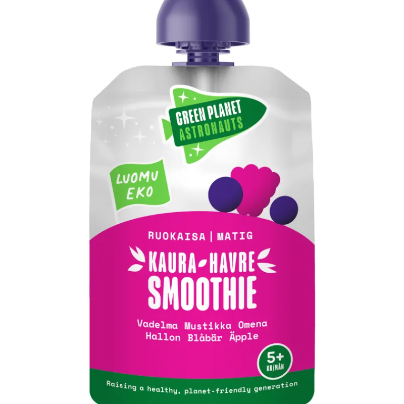 kaurasmoothie-green-planet-ast-NcUgqIGw-0.webp Green Planet Astronauts Lastenruoka-ateriat Ja Välipalat^Kaurasmoothie 100 G Vadelma-mustikka-omena Luomu 5 Kk+