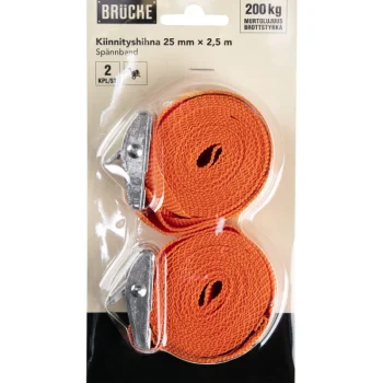 Brücke Kettingit, Köydet Ja Kuormansidonta-Kiinnityshihna Pikalukko 25 Mm 2,5 M, 2 Kpl