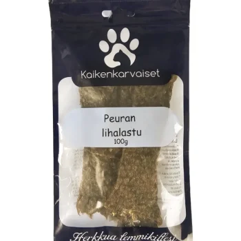 Kaikenkarvaiset Koiranruoka^Koiran Herkku 100 G Peuran Lihalastu