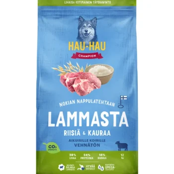 Hau Hau Champion Koiranruoka^Koiranruoka Hau-Hau Champion 12 Kg Lammasta, Riisiä & Kauraa
