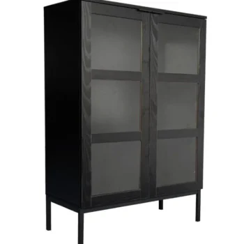 Tenstar Huonekalut-Korkea Lasiovikaappi 80 X 40 X 120 Cm Siera Musta