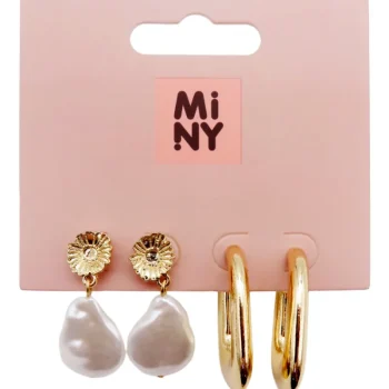 Miny Korut Ja Kellot^Korvakorusetti 2 Paria Kullanvärinen/helmi