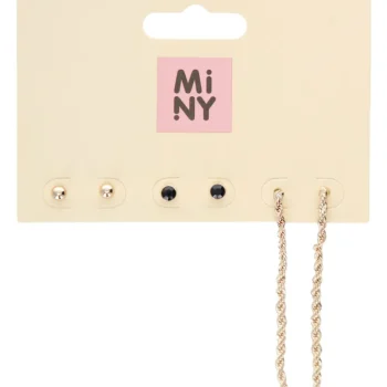 Miny Korut Ja Kellot^Korvakorusetti 3 Paria Kullanvärinen/musta