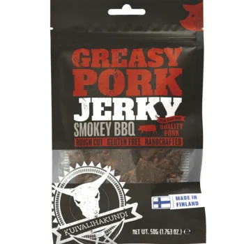 Kuivalihakundi Lihasnacksit-Kuivaliha 50 G Greasy Pork Jerky Smokey BBQ