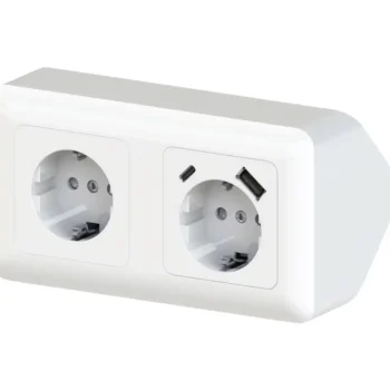 Egant Sähköasennustarvikkeet-Kulmapistorasia 2-osainen + USB A+C