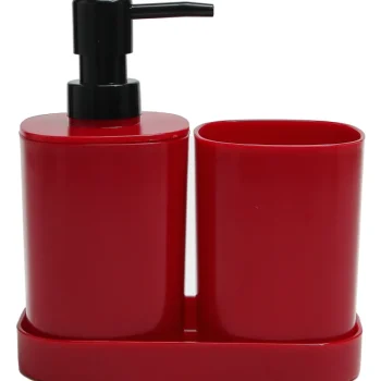 Kotikulta Kylpyhuoneen Pientarvikkeet^Kylpyhuonesetti 3 Osaa Punainen