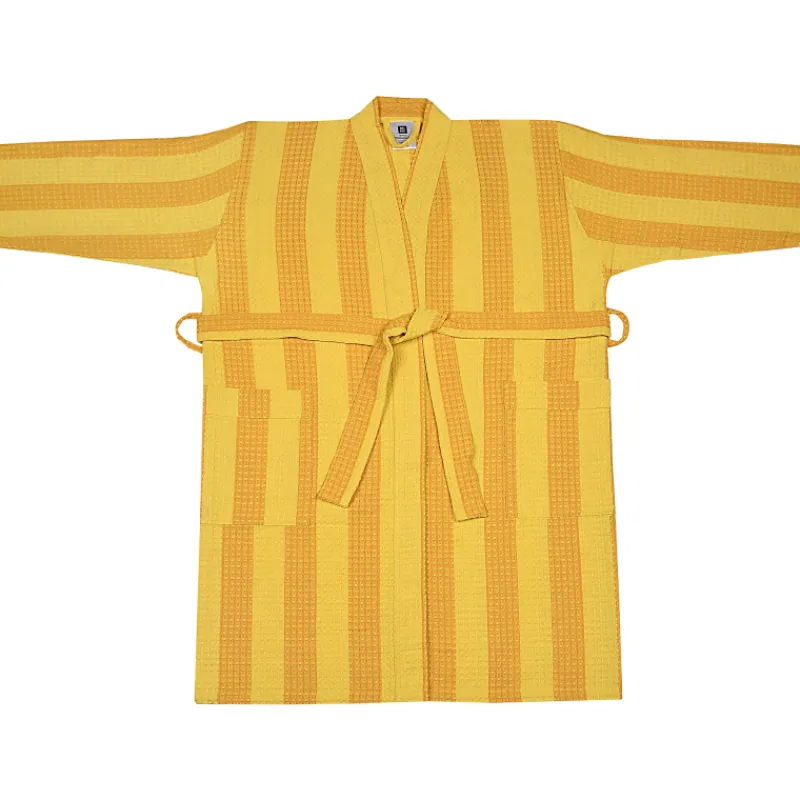 kylpytakki-miny-lxl-raita-kelt-Apviztal-0.webp Miny Kylpyhuone- Ja Saunatekstiilit-Kylpytakki L/XL Raita Keltainen