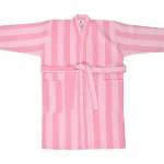 Miny Kylpyhuone- Ja Saunatekstiilit-Kylpytakki L/XL Raita Vaaleanpunainen