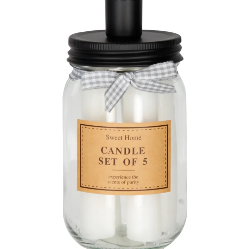 kynttilsetti-finnmari-lasipurk-PvlaQVWa-0.webp Finnmari Kynttilänjalat Ja Kynttilät-Kynttiläsetti Lasipurkki Ja 5 Kynttilää