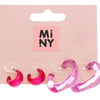 Miny Korut Ja Kellot^Lasten Rengaskorvakorut Pinkki/läpinäkyvä 2 Pr/pkt