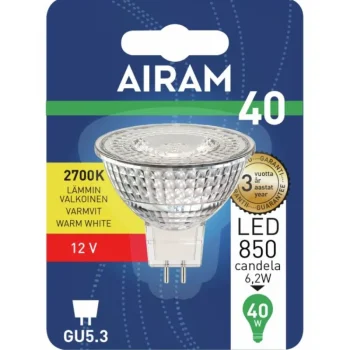 Airam Lamput-LED-kohdelamppu MR16 6,2 W GU5.3 (12V), 36u00b0 520 Lm