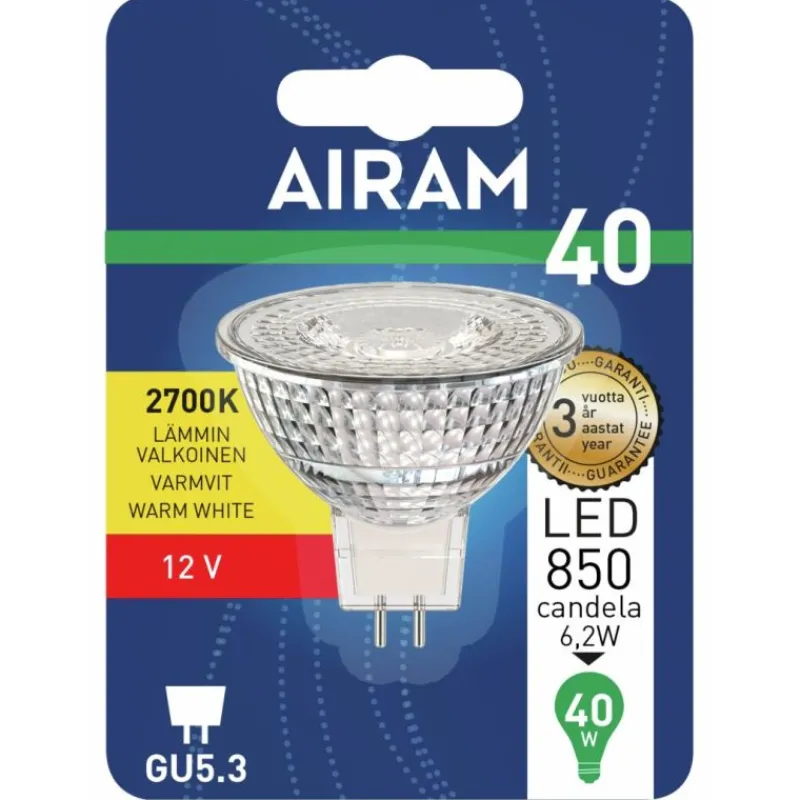 led-kohdelamppu-mr16-62-w-gu53-zymqkWLV-0.webp Airam Lamput-LED-kohdelamppu MR16 6,2 W GU5.3 (12V), 36u00b0 520 Lm