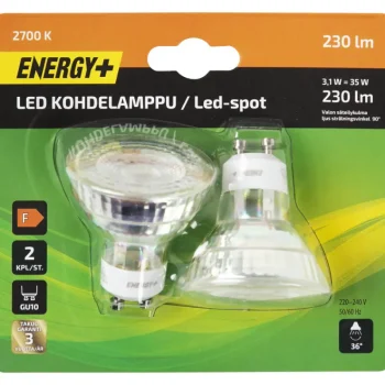 Energy+ Lamput-LED-lamppu 230 Lm PAR16 GU10 2 Kpl