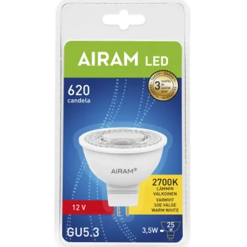 Airam Lamput-LED-lamppu 3 W MR16 GU5.3 (12V), 36u00b0 207 Lm