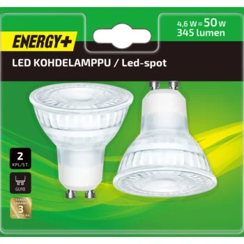 Energy+ Lamput-LED-lamppu 345 Lm PAR16 GU10 2 Kpl