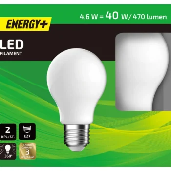 Energy+ Lamput-LED-lamppu 470 Lm A60 E27 2 Kpl