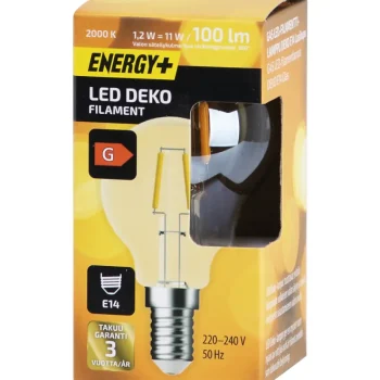 Energy+ Lamput-LED-lamppu Deco 100 Lm 2000 K G45 E14