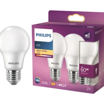Philips Lamput-LED Lamppu 60W A60 E27 Huurrettu 2 Kpl