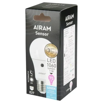 Airam Lamput-LED-vakiolamppu 10.7 W E27 1060 Lm 4000 K, Sensor