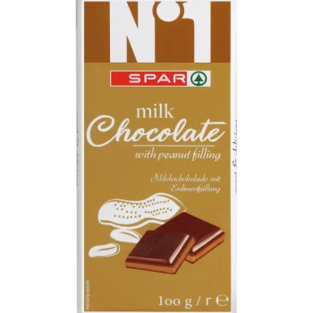 Spar Suklaat^Maitosuklaalevy 100 G Maapähkinätäytteellä