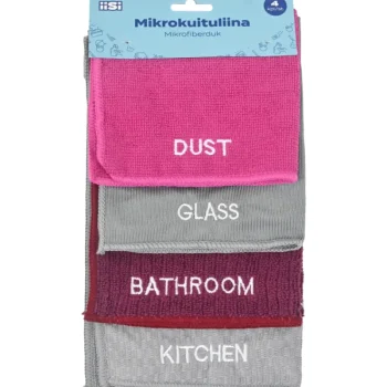 Iisi Siivousvälineet^Mikrokuituliinasetti 4 Erilaista