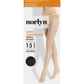 Norlyn Naisten Sukat Ja Sukkahousut-Muotoilevat Naisten Sukkahousut Satin Control Top 15 Den Musta