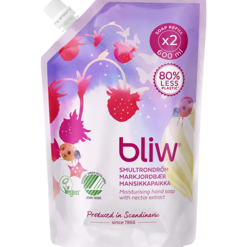 nestesaippuan-tyttpussi-bliw-6-ExjTKZhS-0.webp Bliw Saippuat Ja Kylpyvaahdot^Nestesaippuan Täyttöpussi 600 Ml Mansikkapaikka