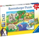 Ravensburger Lauta- Ja Palapelit^Palapeli Animals In The Zoo 2x12 Palaa